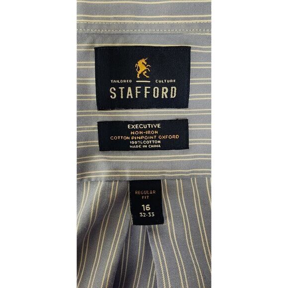 Stafford Executive Travel Men's Long Sleeve Button Down Shirt Size 16/32-33 - Picture 7 of 7